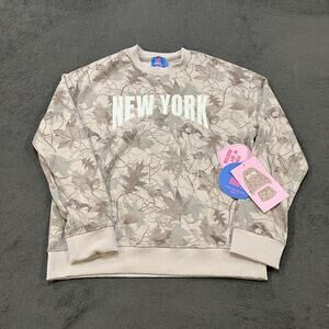 Blue Riot Beige Camo New York Graphic Pullover Sweatshirt Women's Size M